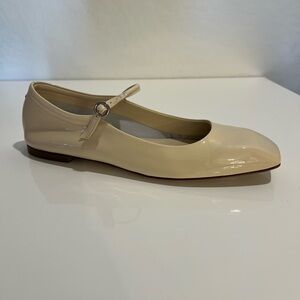 Aeyde Uma Patent Leather Mary Jane Flats - Cream